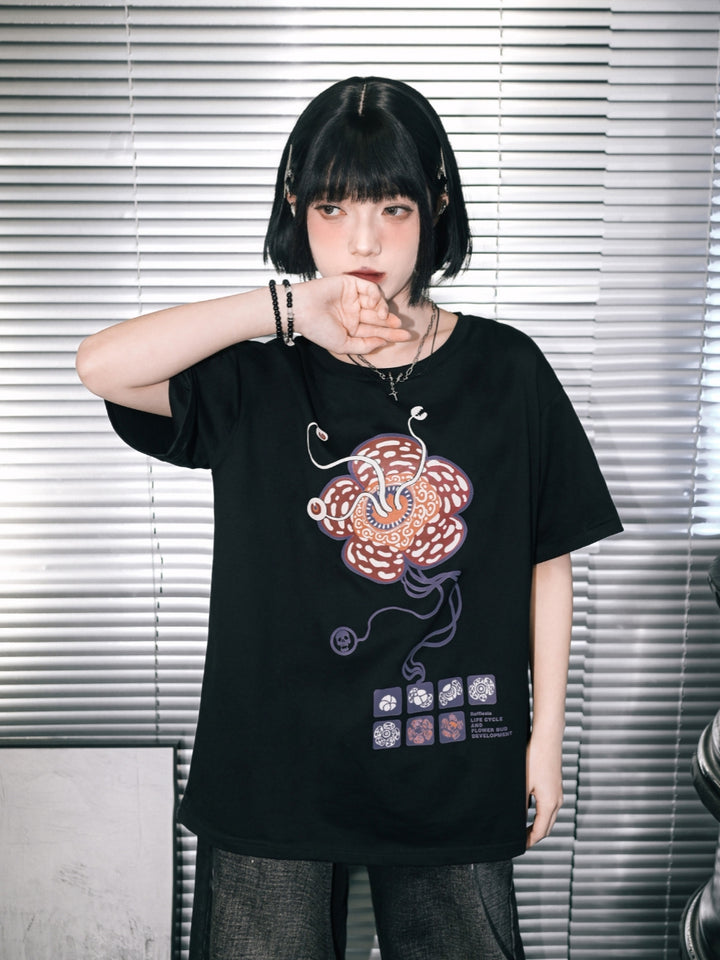 Harajuku Rafflesia Monster Graphic Oversized Tee