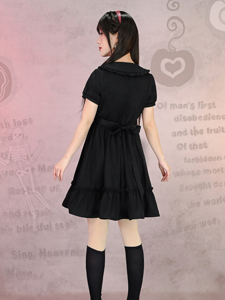 Gothic Carousel Print Pleated Smock Dress