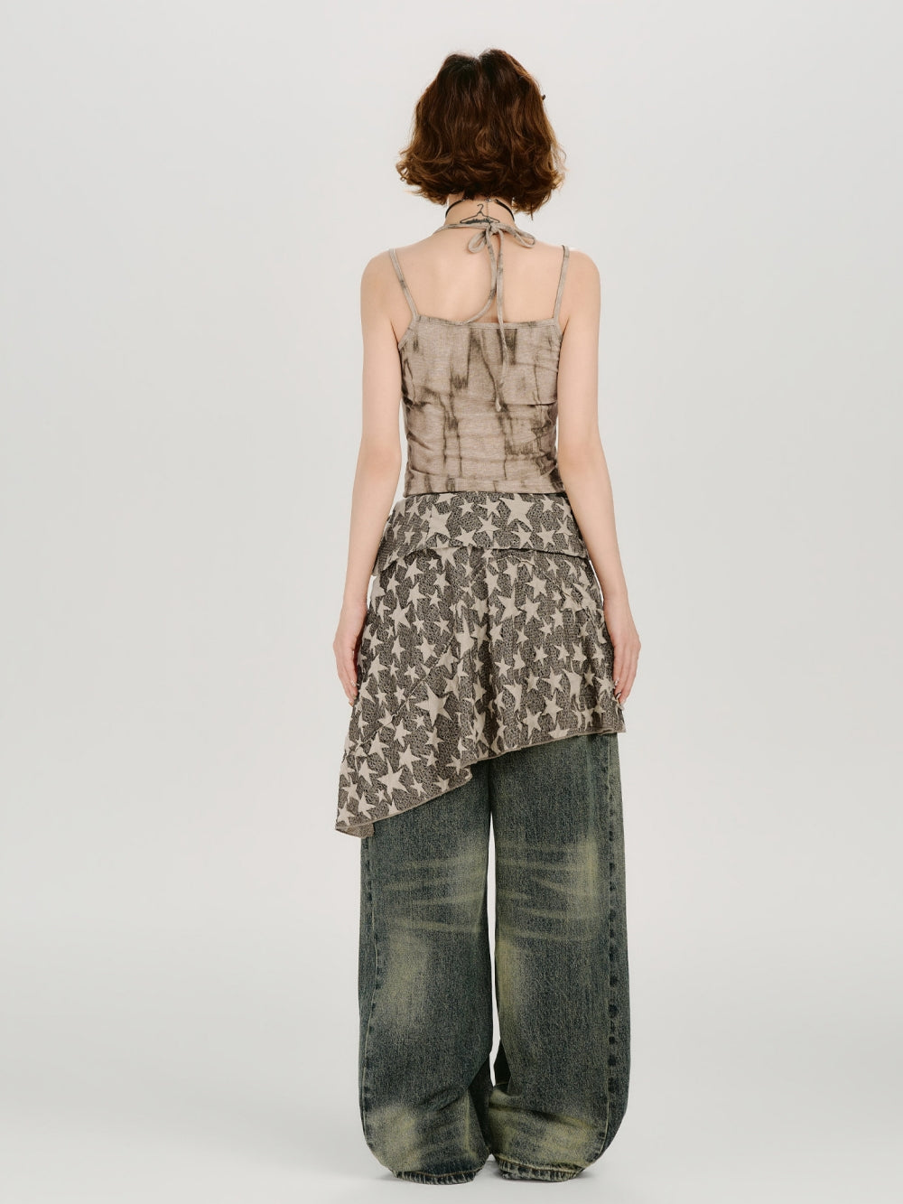 Acid Wash Halter Tie-Dye Cami Top