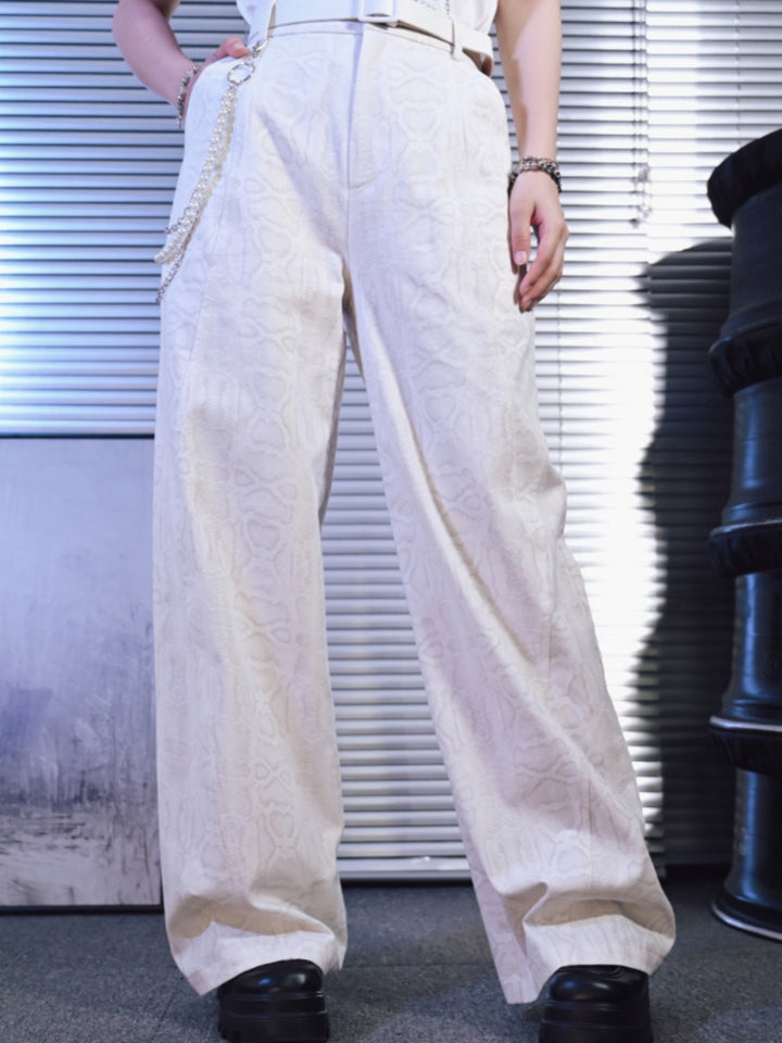 Off-White Snakeskin Jacquard Wide Trousers