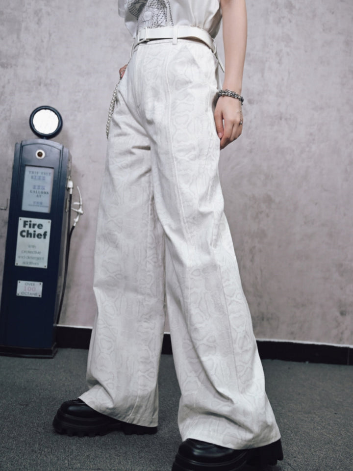 Off-White Snakeskin Jacquard Wide Trousers