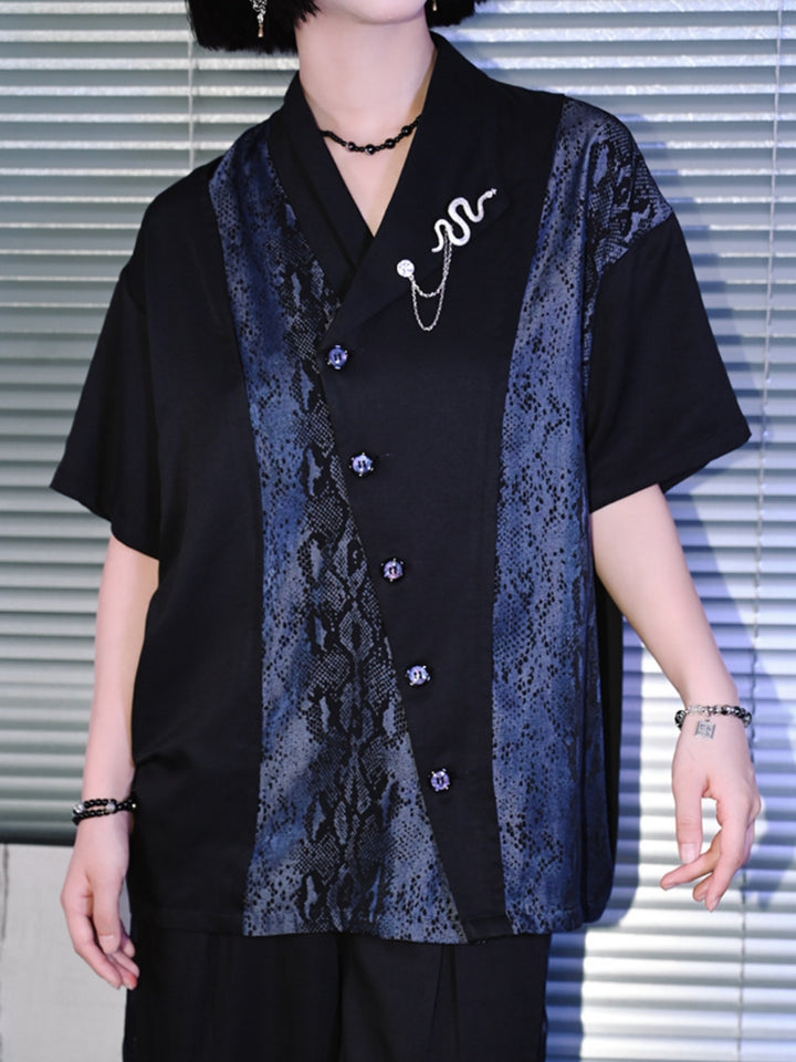 Venom Soul Snakeskin Panel Kimono Shirt