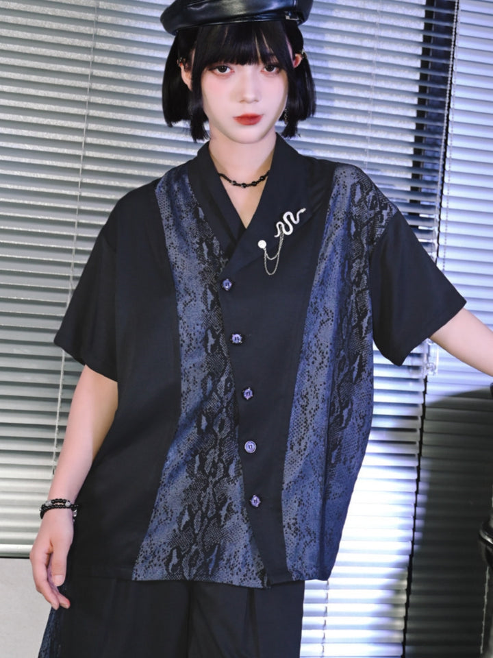 Venom Soul Snakeskin Panel Kimono Shirt