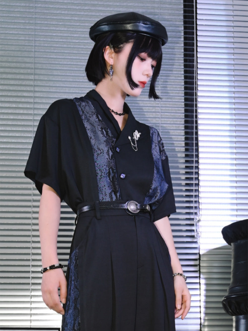 Venom Soul Snakeskin Panel Kimono Shirt
