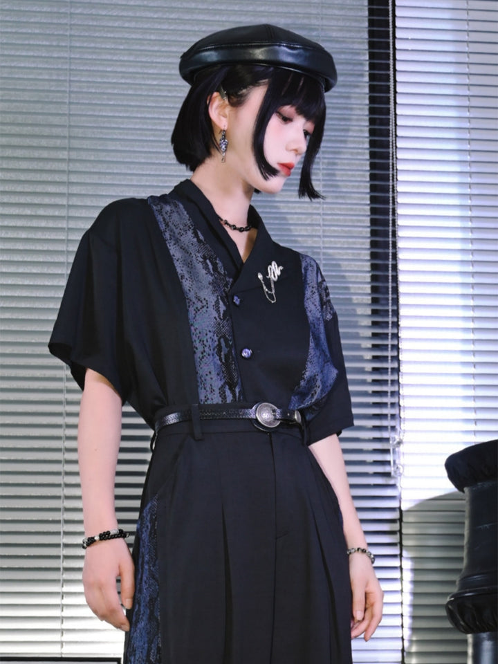 Venom Soul Snakeskin Panel Kimono Shirt