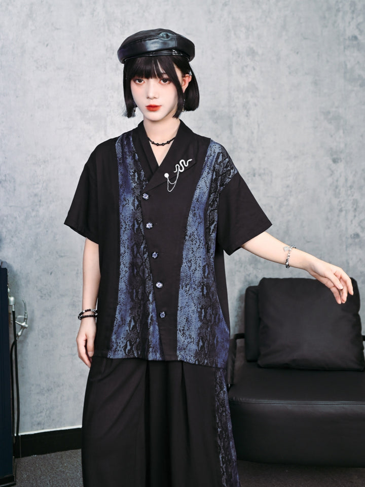 Venom Soul Snakeskin Panel Kimono Shirt