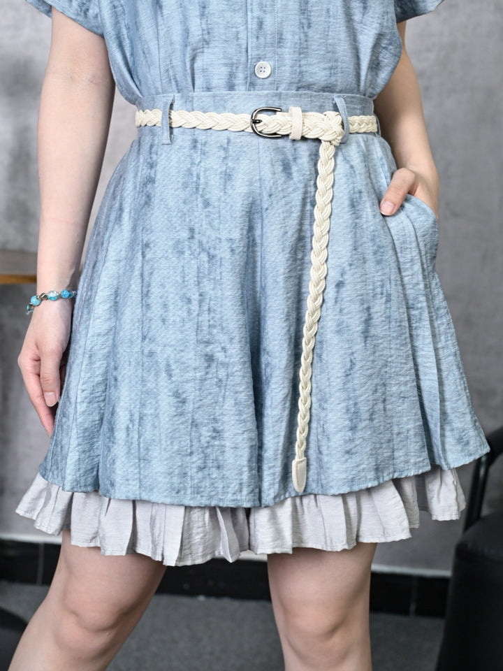 Jellyfish Badge Bleached Texture Button Shirt Skirt