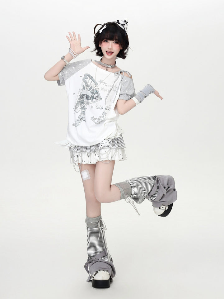 Star Raglan Sleeve Angel Bunny Baby Tee