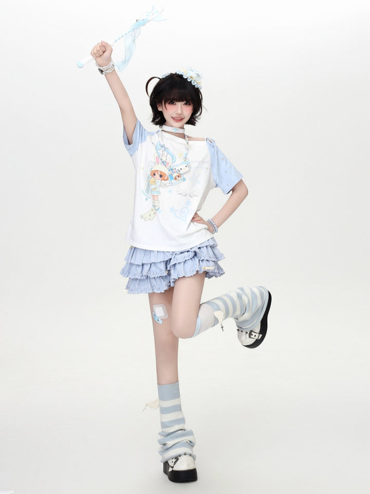Star Raglan Sleeve Angel Bunny Baby Tee
