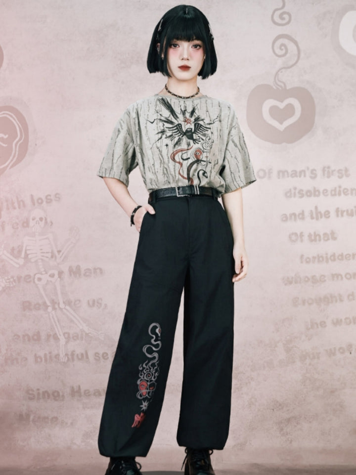 Occult Graphic Wide Leg Trousers