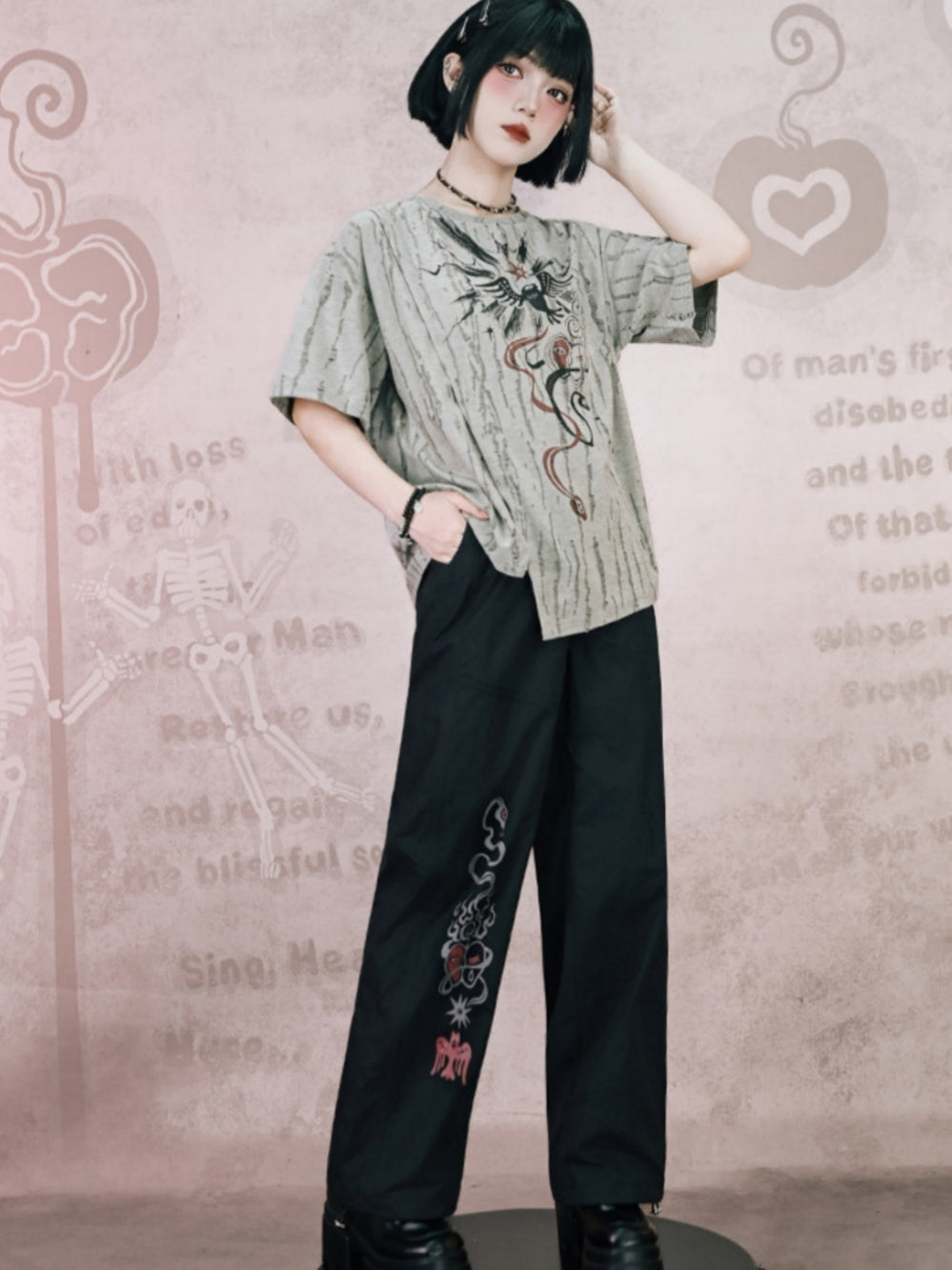 Occult Graphic Wide Leg Trousers