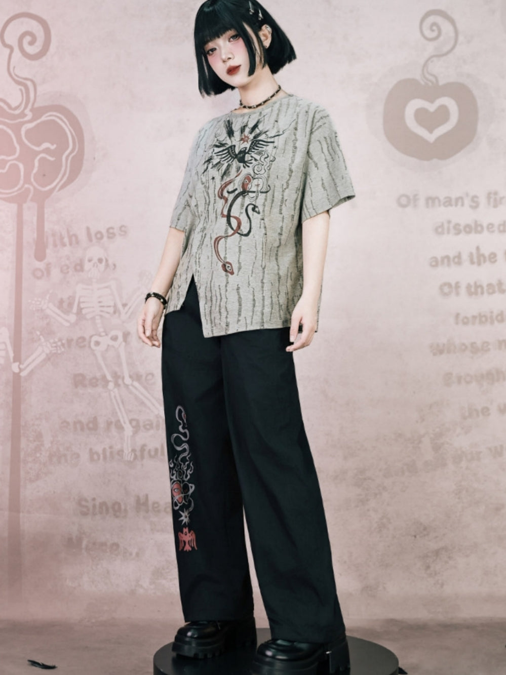 Occult Graphic Wide Leg Trousers