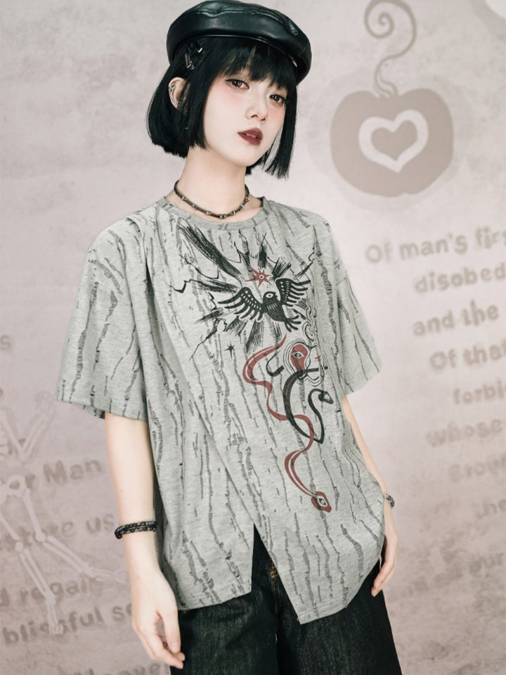 Texture Slit Occult Graphic Tee