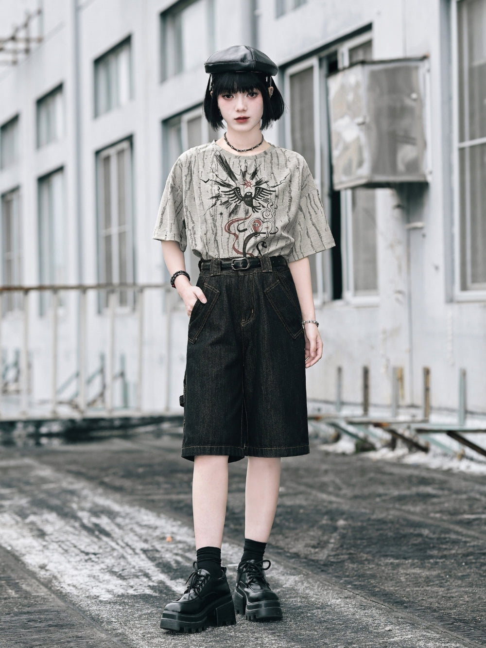 Texture Slit Occult Graphic Tee