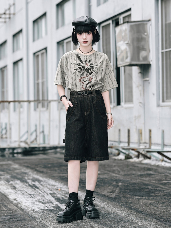 Texture Slit Occult Graphic Tee