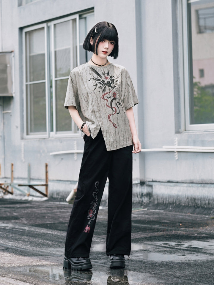 Texture Slit Occult Graphic Tee