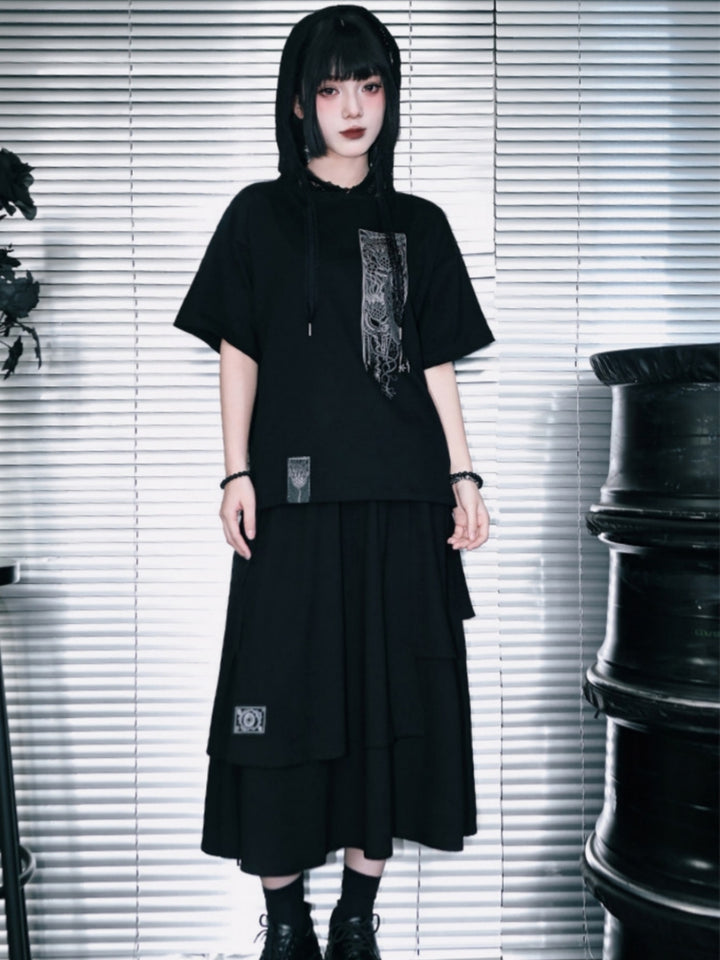 Lace Hood Occult Graphic Tee