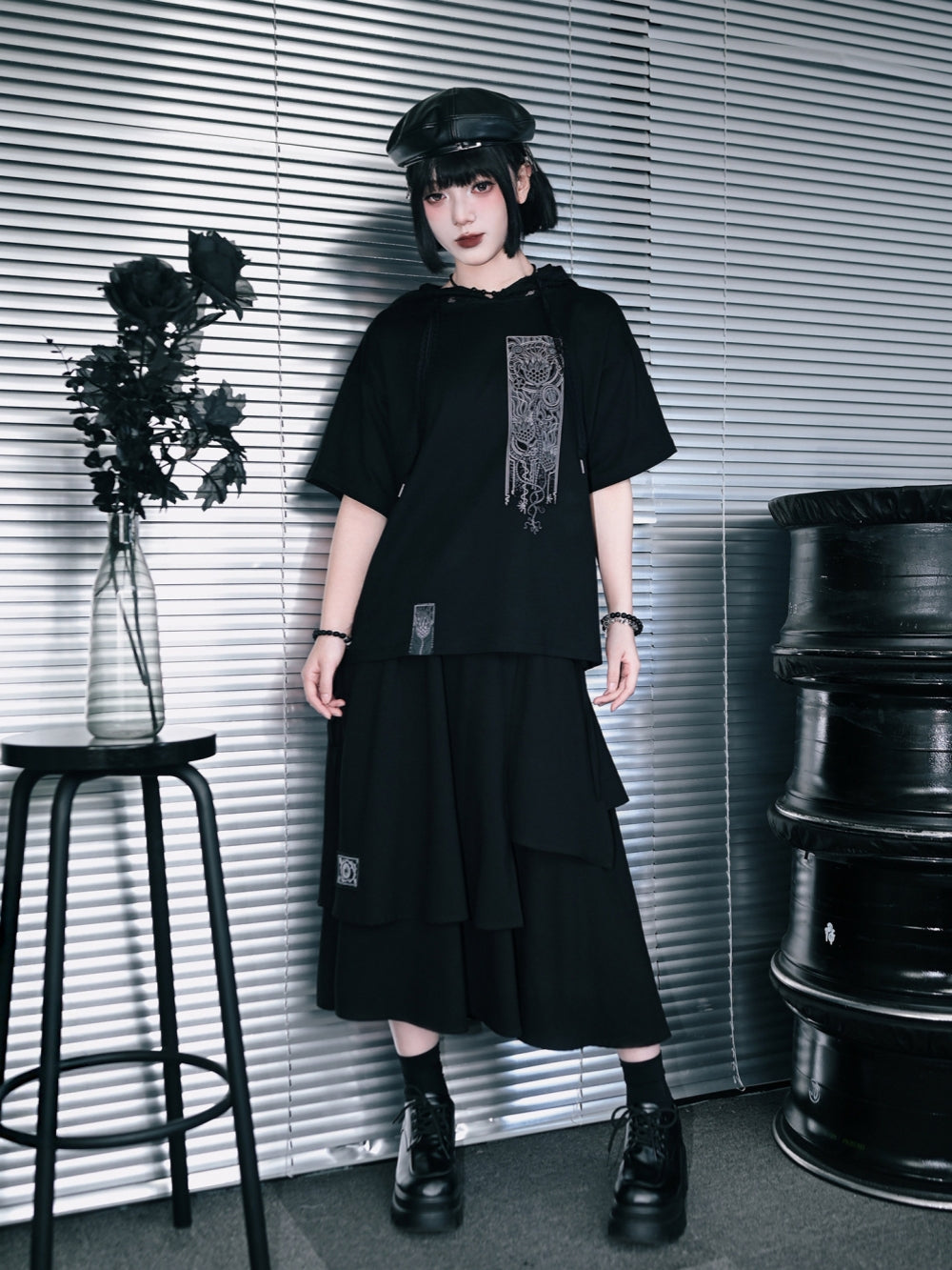 Lace Hood Occult Graphic Tee