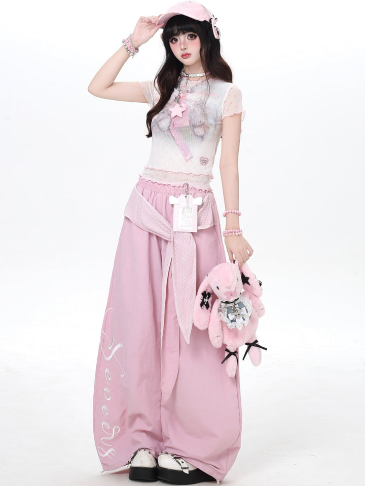 Y2K Oversized Wide-Leg Drawstring Baggy Pants