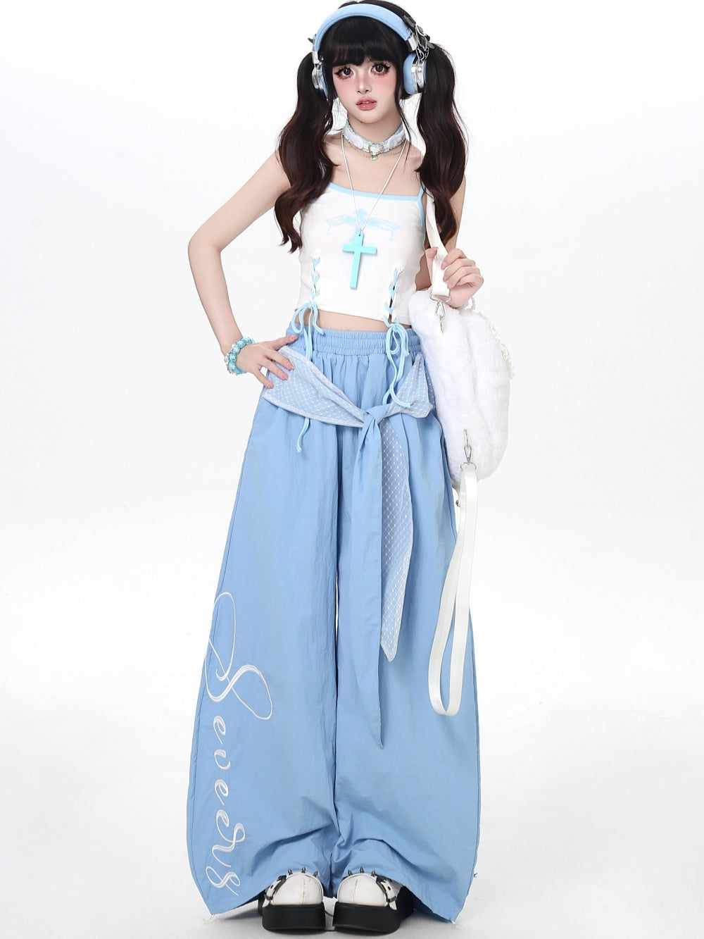 Y2K Oversized Wide-Leg Drawstring Baggy Pants