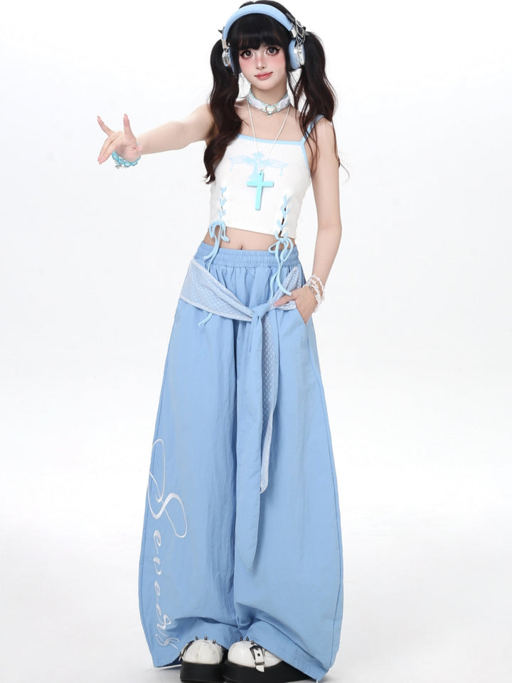 Y2K Oversized Wide-Leg Drawstring Baggy Pants