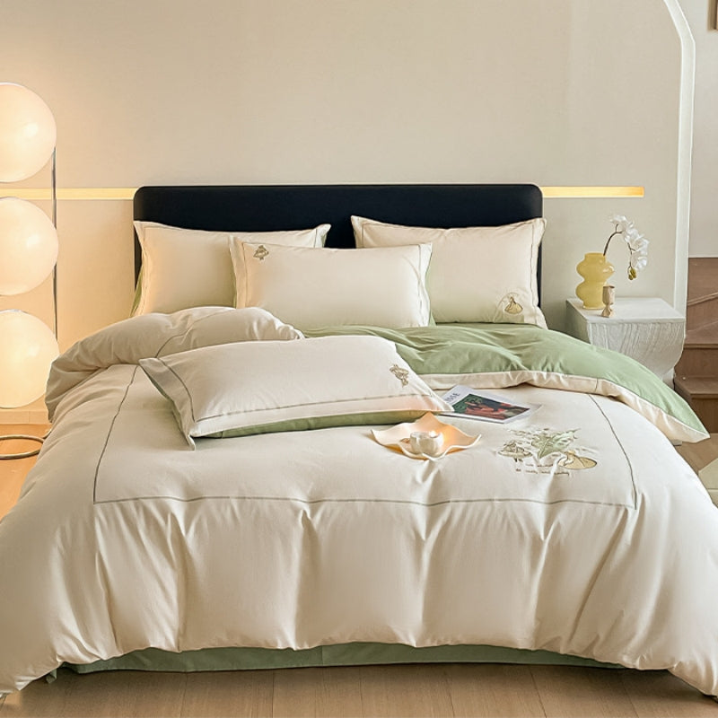 Light Luxury Lily of the Valley Embroidery Cotton Bedding Set