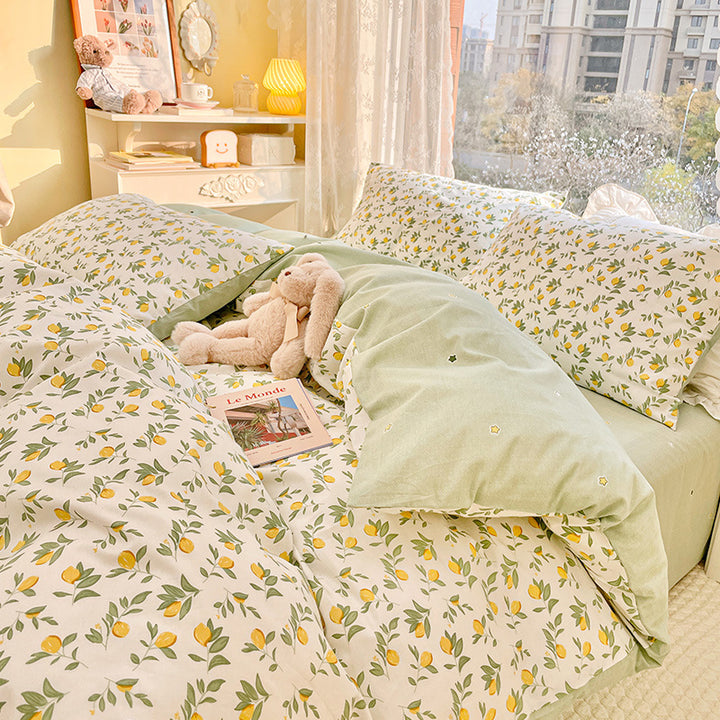 Floral Print Cotton Bedding Set