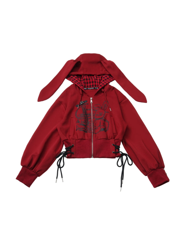 Kawaii Bunny Hoodie - Dreamy Bunny Whimsical Zip Up Jacket
