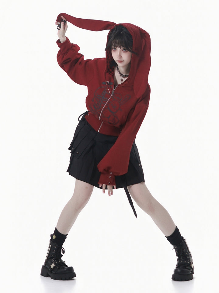 Kawaii Bunny Hoodie - Dreamy Bunny Whimsical Zip Up Jacket