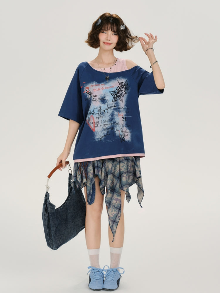 Kawaii Contrast Panel T-shirt