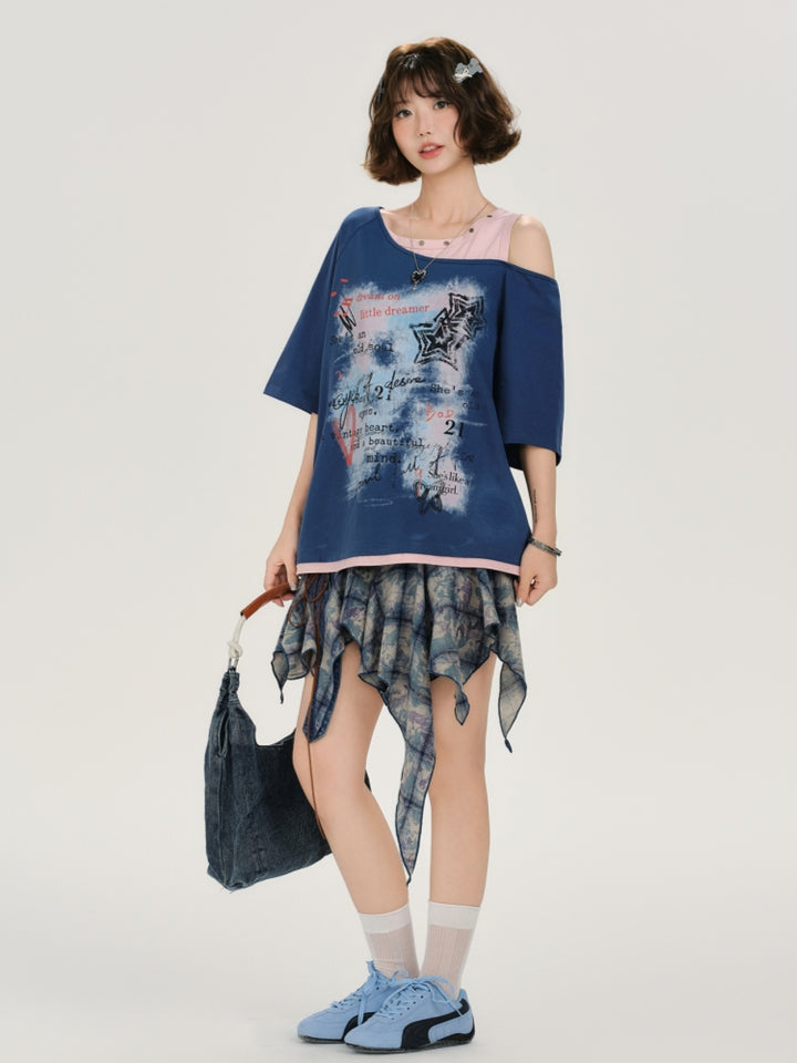 Kawaii Contrast Panel T-shirt