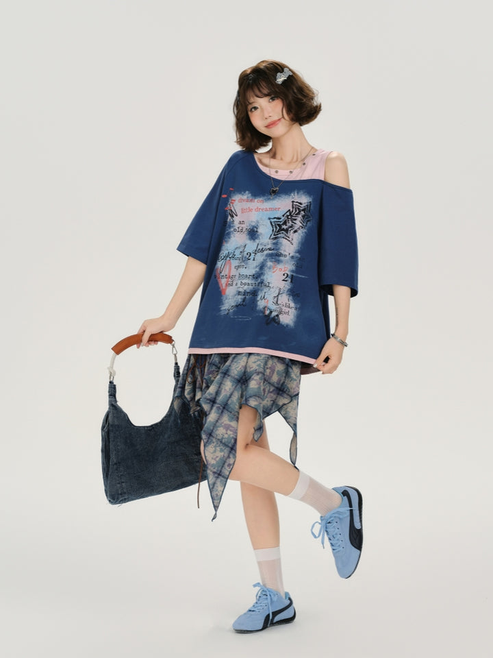 Kawaii Contrast Panel T-shirt