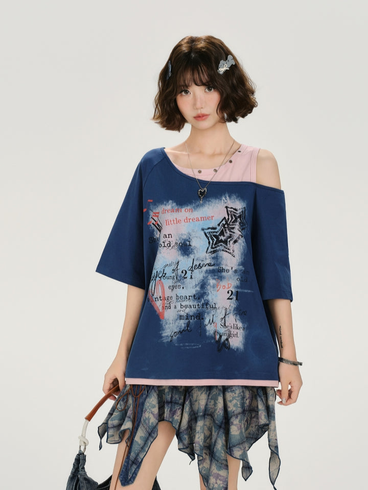 Kawaii Contrast Panel T-shirt