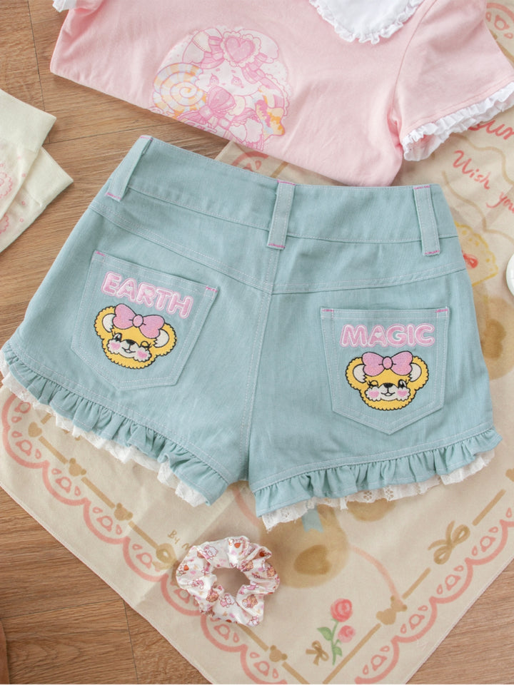 Kawaii Denim Shorts with Bow