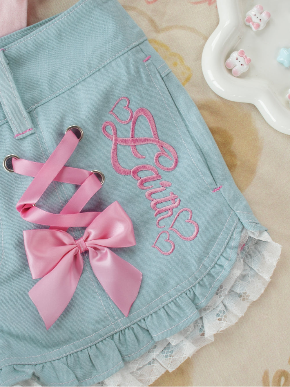 Kawaii Denim Shorts with Bow