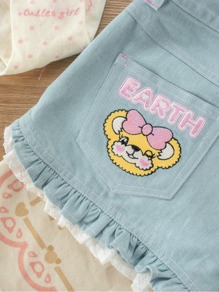 Kawaii Denim Shorts with Bow
