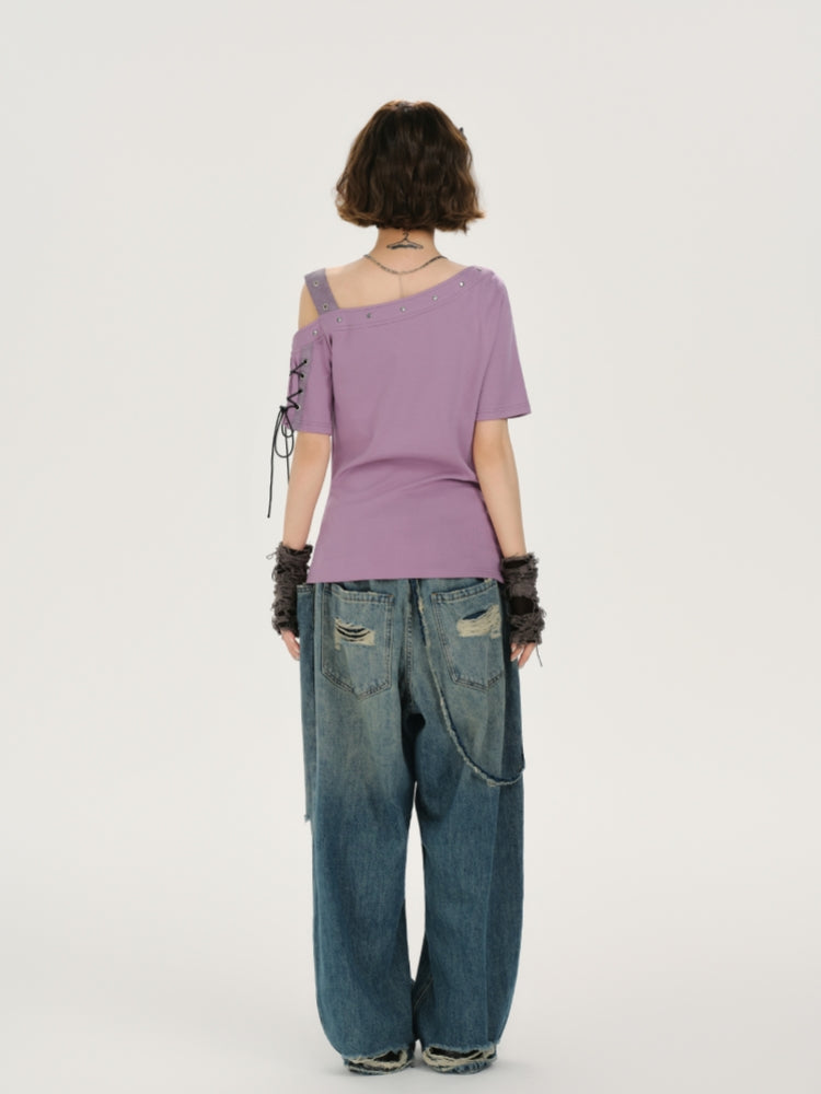 Kawaii Floral Butterfly Asymmetrical Top