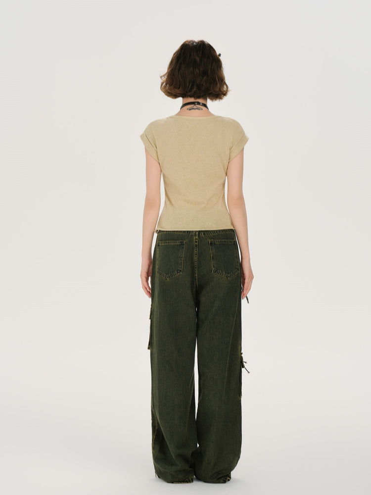 Kawaii Heart Print Patchwork Tee