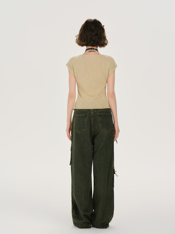 Kawaii Heart Print Patchwork Tee