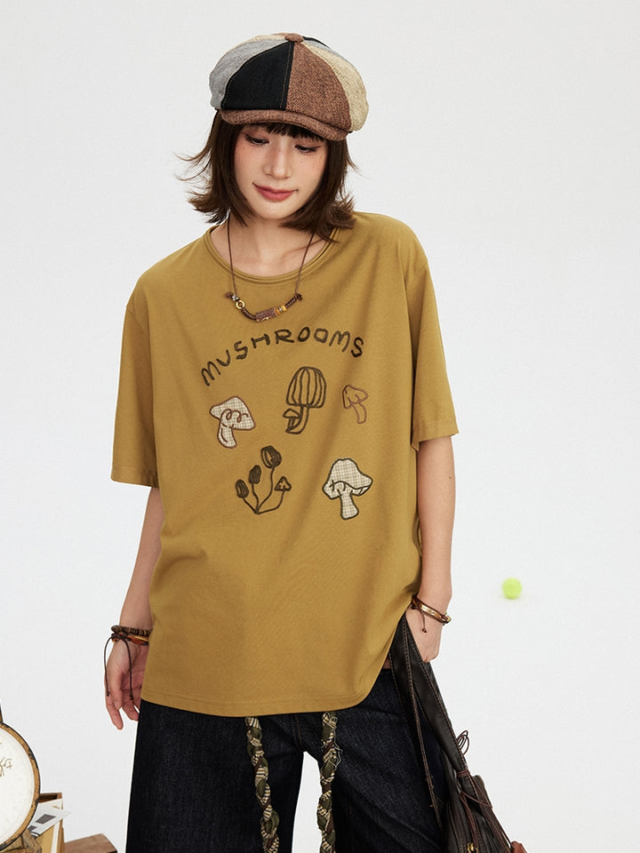 Kawaii Japanese Patchwork Embroidered T-shirt