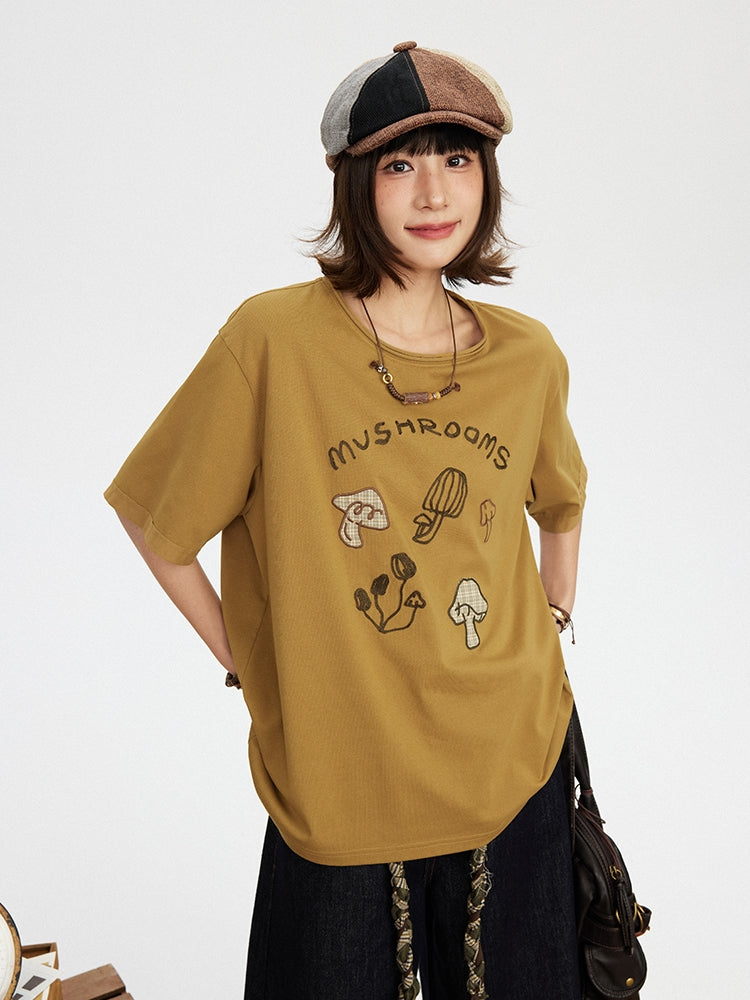 Kawaii Japanese Patchwork Embroidered T-shirt