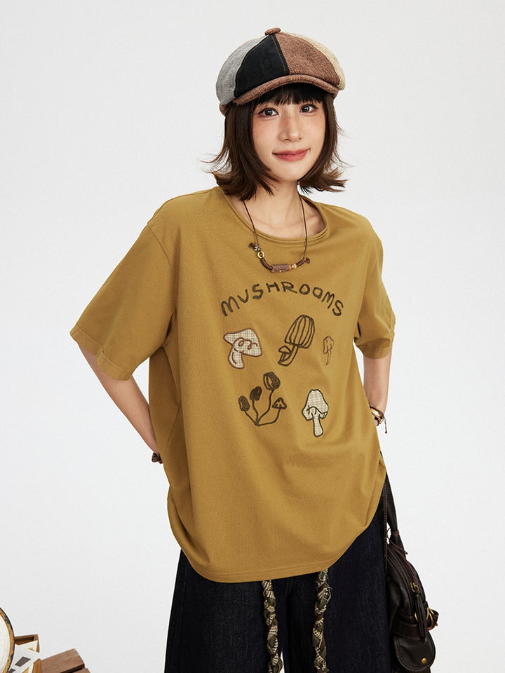 Kawaii Japanese Patchwork Embroidered T-shirt