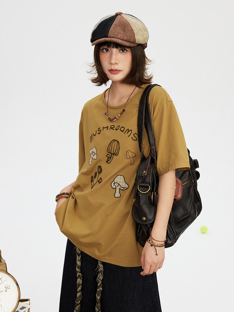 Kawaii Japanese Patchwork Embroidered T-shirt
