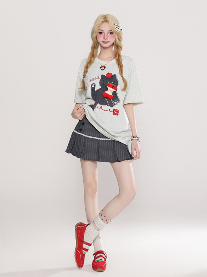 Kawaii Kitten Embroidered T-shirt