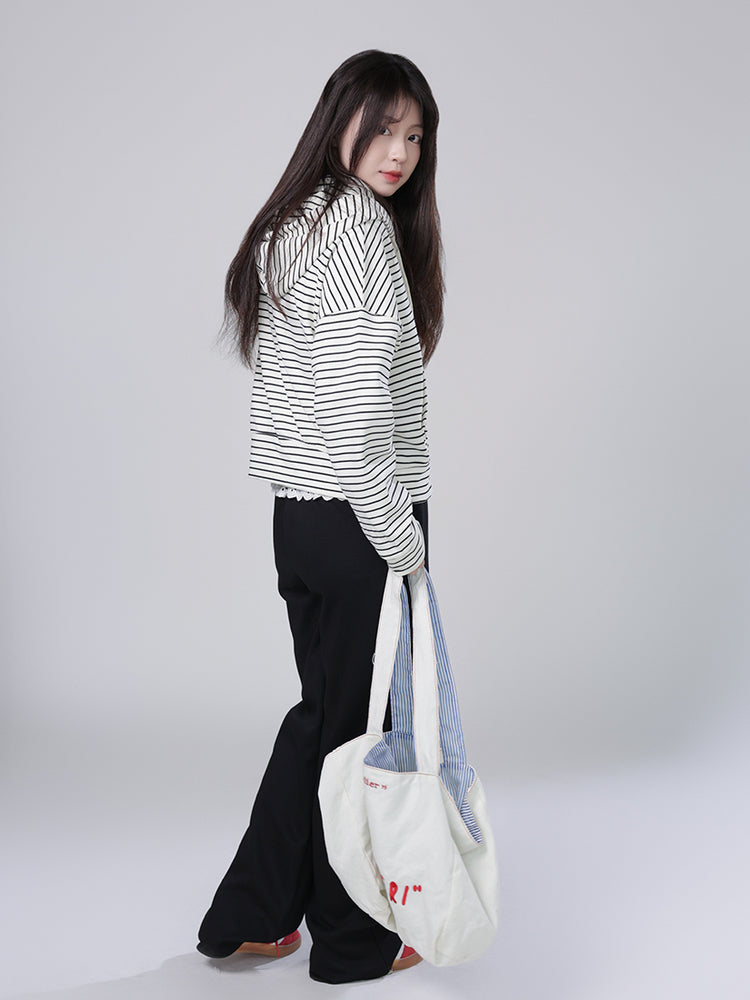 Kawaii Petite Striped Cardigan Hoodie