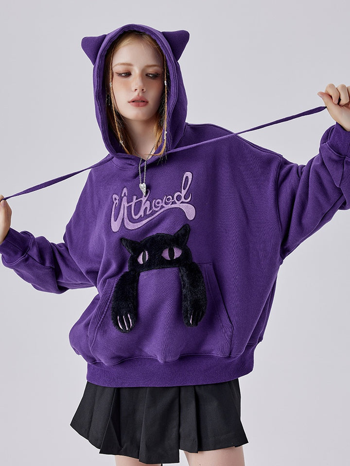 Kawaii Purple Cat Ear Hoodie