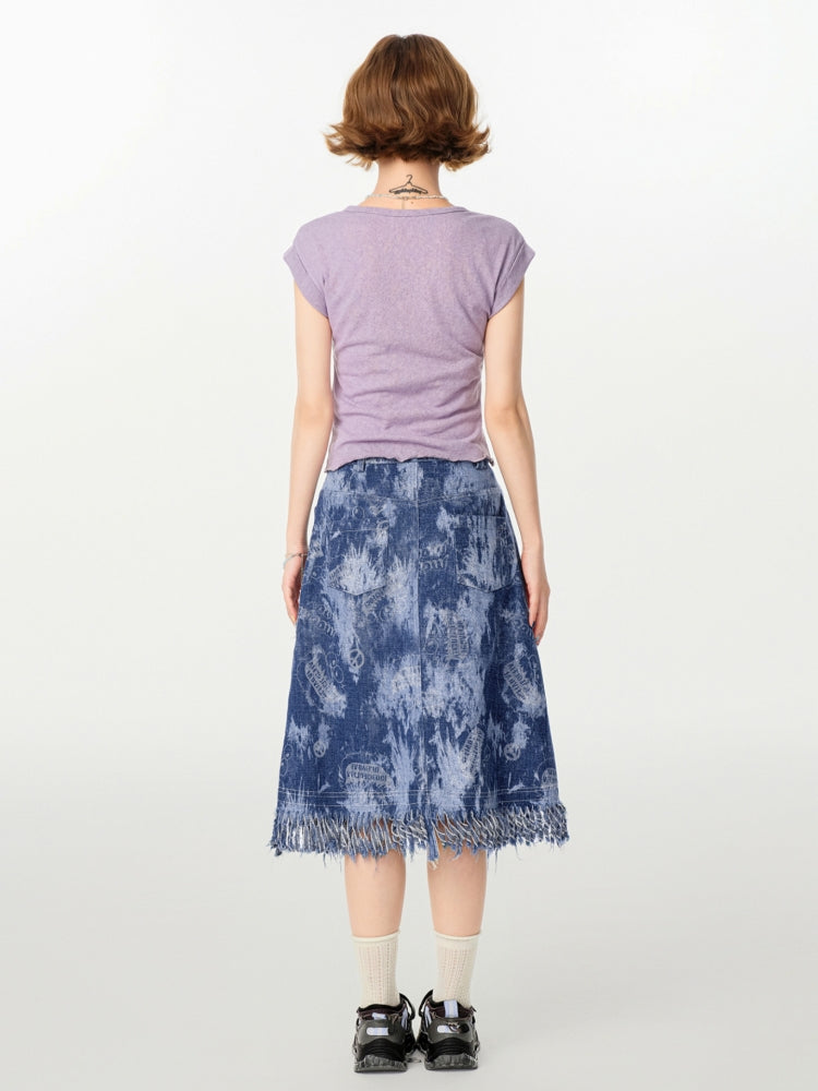 Kawaii Purple Print Patchwork T-Shirt