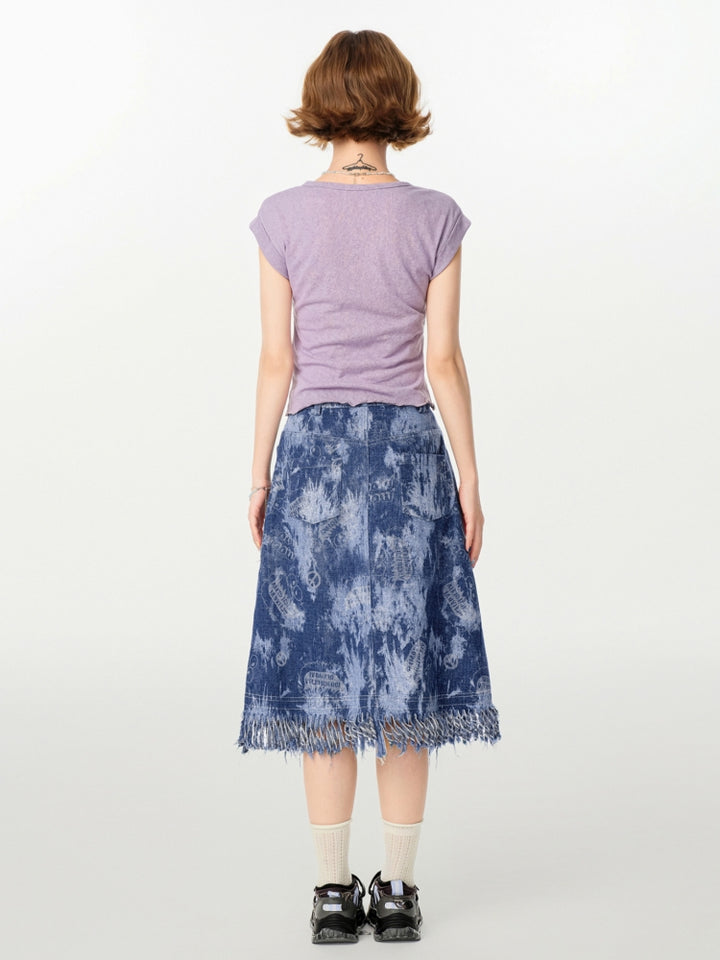 Kawaii Purple Print Patchwork T-Shirt