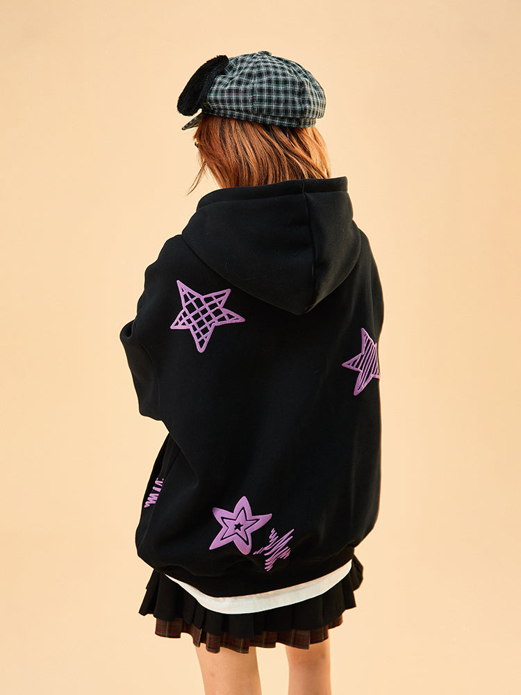 Kawaii Star Print Hoodie