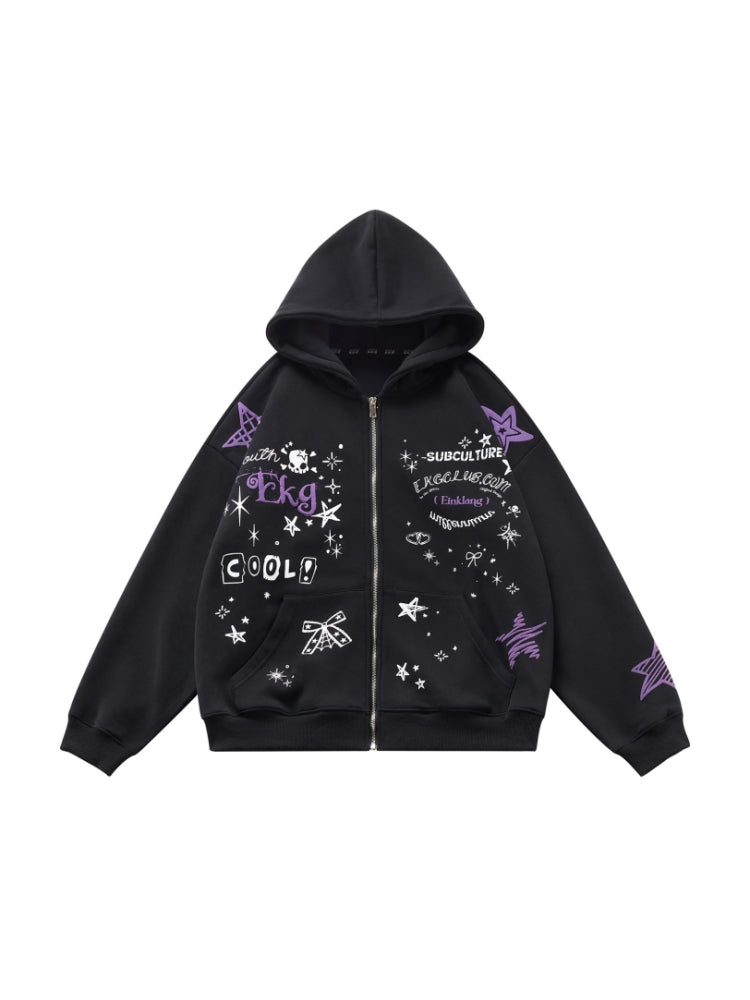 Kawaii Star Print Hoodie
